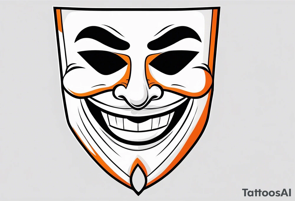 Laughing mask that is orange and black simplistic tattoo idea