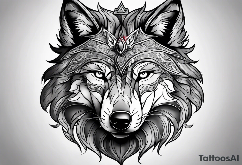 full chest,grey wolf,turkish history,nationalizm tattoo idea