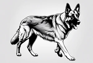 German shepherd dog walking away tattoo idea
