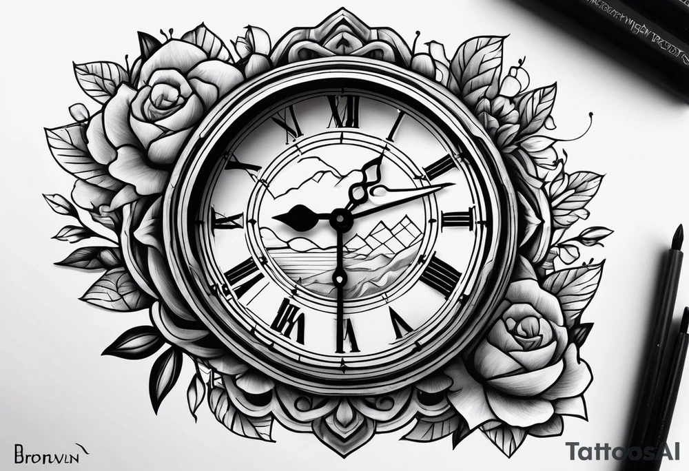 My nepphy name  BROEN and a clock tattoo idea