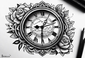 My nepphy name  BROEN and a clock tattoo idea