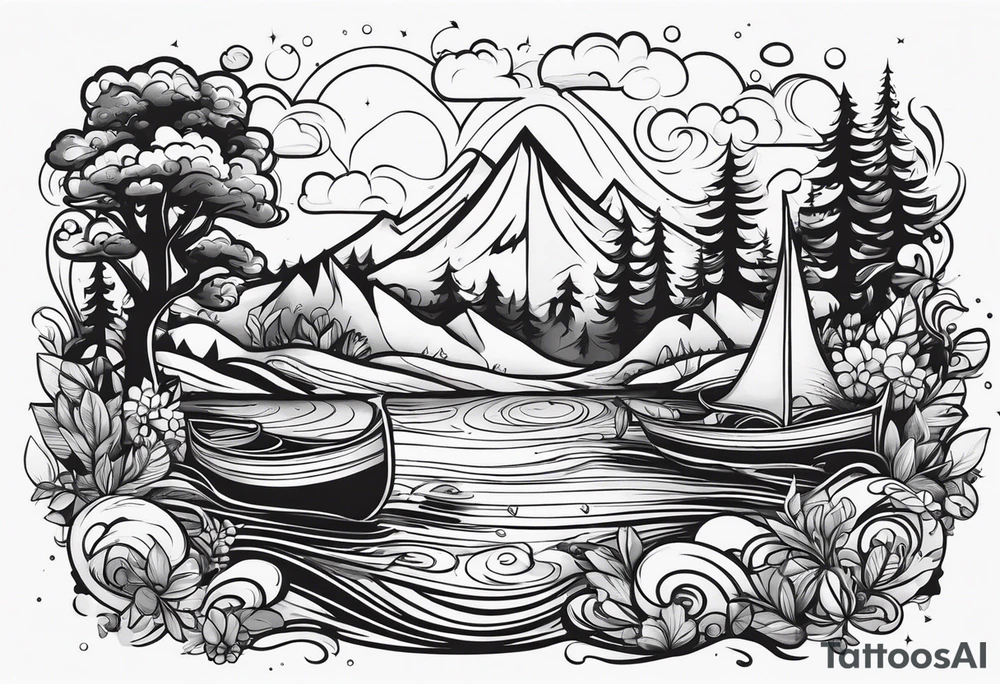 Acampamento cachoeira e natureza tattoo idea