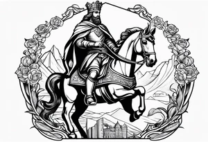 Georgian king david the builder on horse with book in hes hand tattoo idea