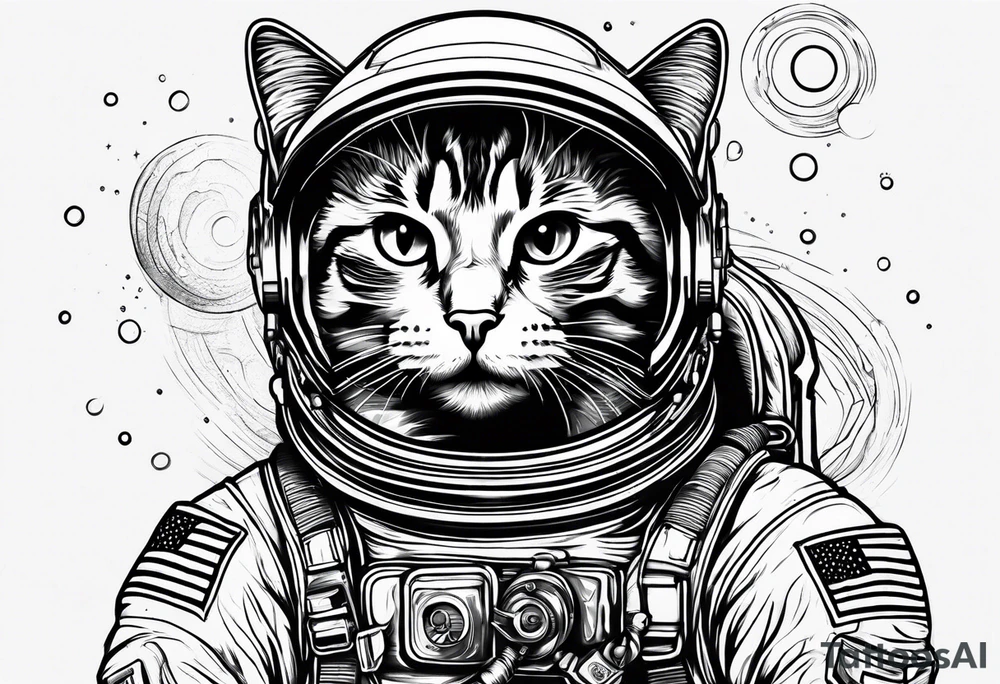 full-body astronaut cat tattoo idea