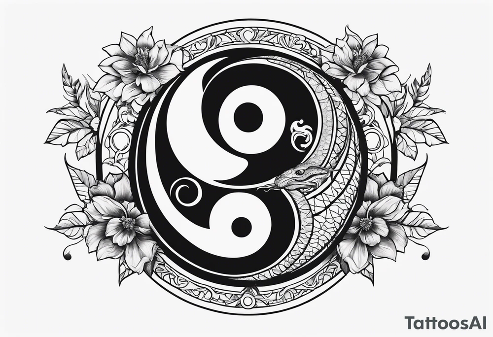 Ying yang tattoo with ouroboros snake tattoo idea