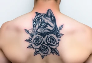 Burmese cat with roses tattoo idea