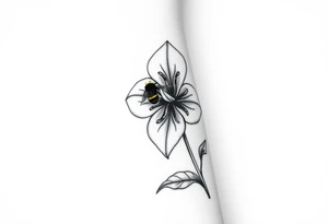 Trillium with a bumble bee hovering near it tattoo idea