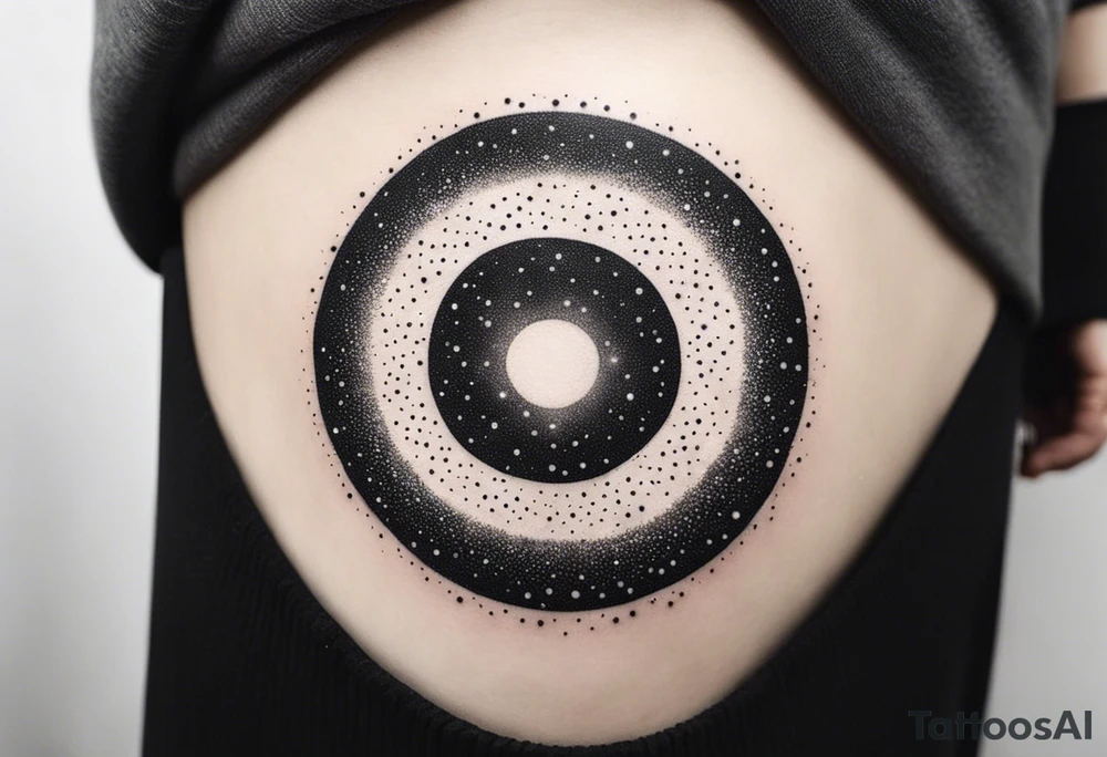 simple minimalist galaxy design in a circle tattoo idea