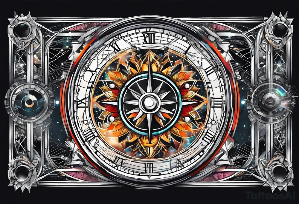 time travel space vector full art tattoo idea
