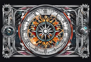 time travel space vector full art tattoo idea