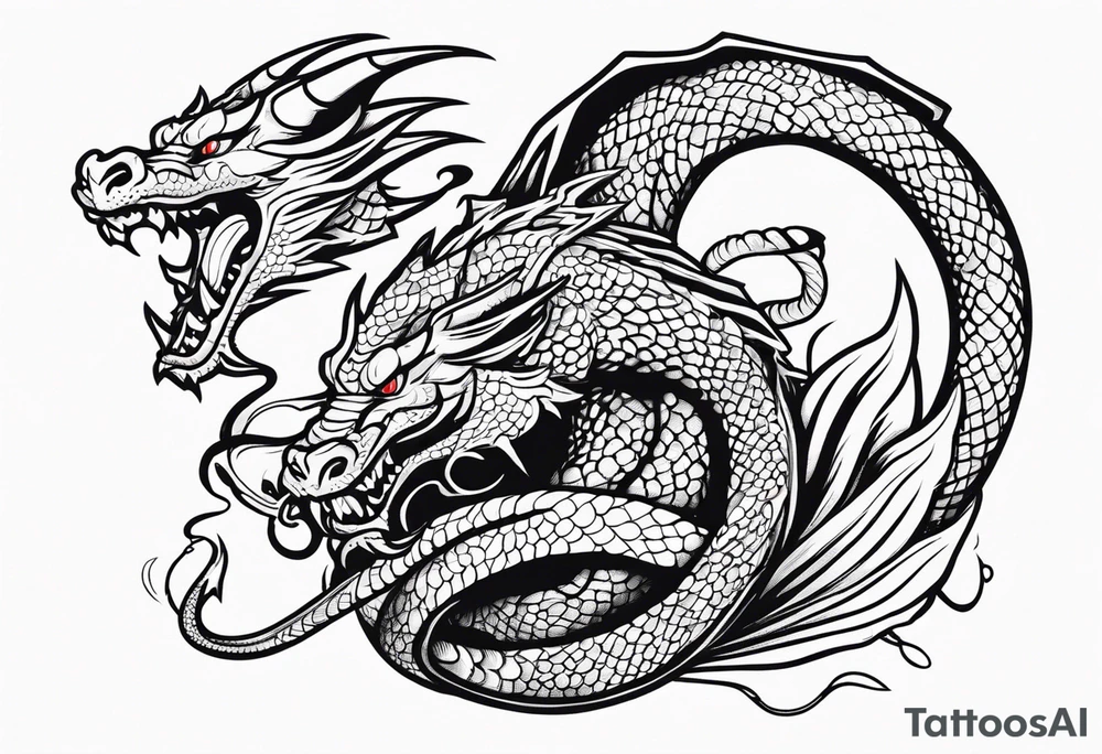 dragon fighting with snake tattoo idea