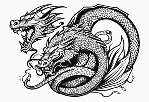 dragon fighting with snake tattoo idea