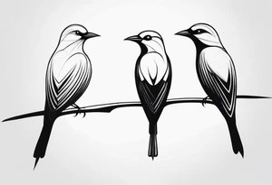 three birds far away, one small bird and two adults tattoo idea