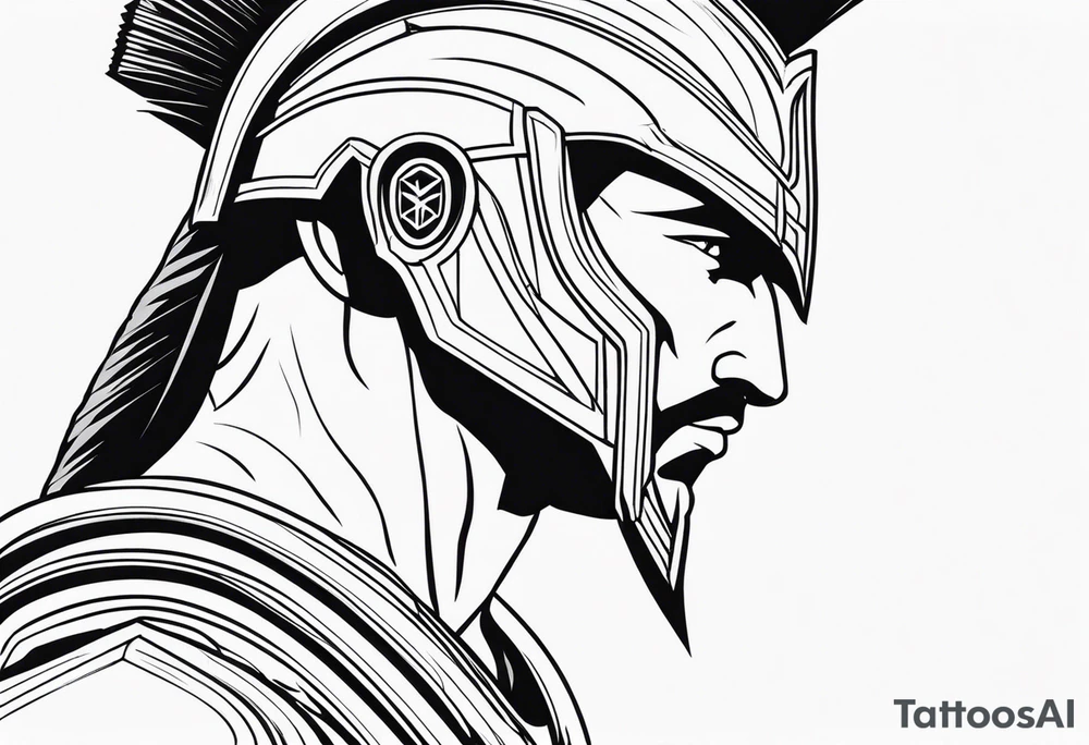 half of a spartan's face tattoo idea