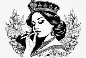 Queen Victoria smoking cigarette tattoo idea