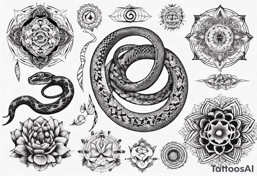 snake with mandala pattern tattoo idea