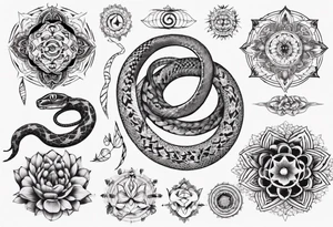 snake with mandala pattern tattoo idea