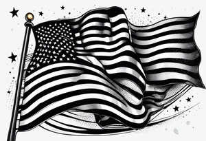 Drawing of American flag black and grey tattoo idea