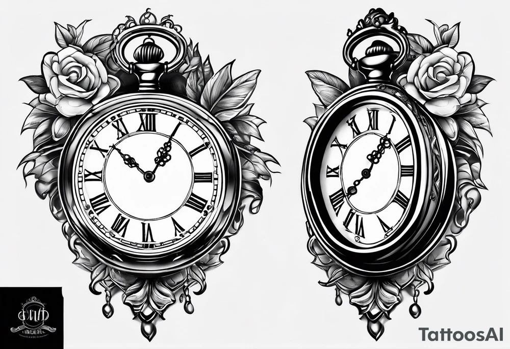 pocket watch chain tattoo idea