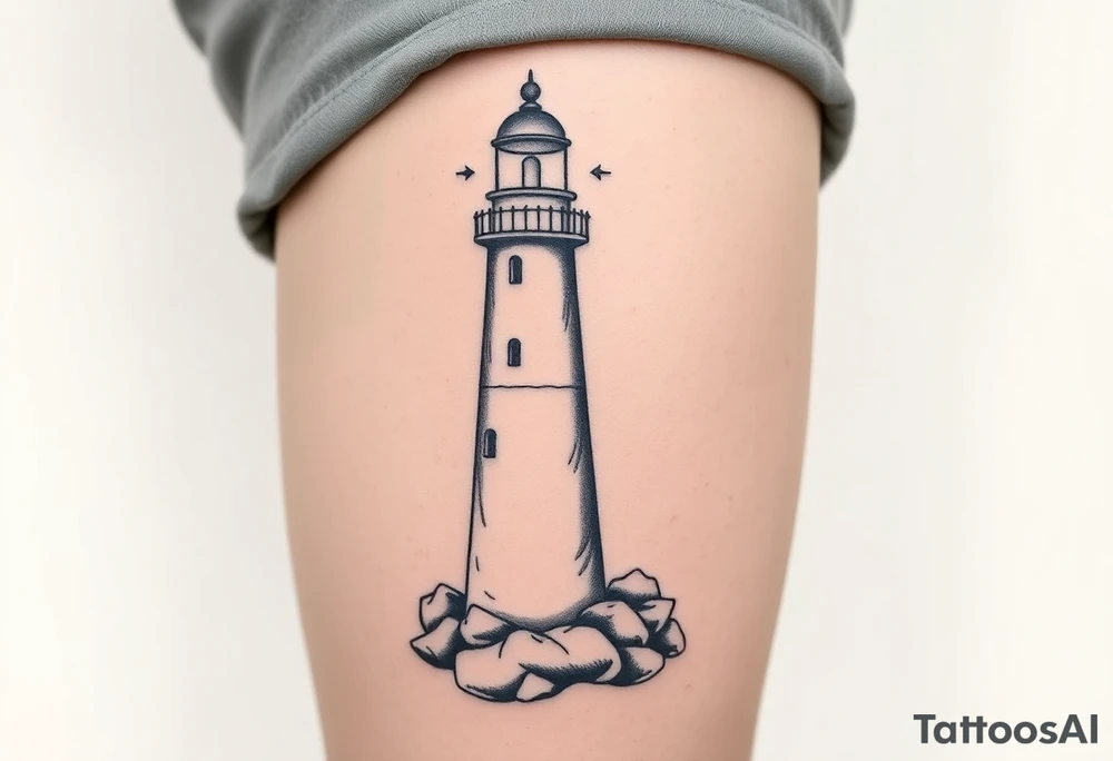 Simple lighthouse with pops tattoo idea