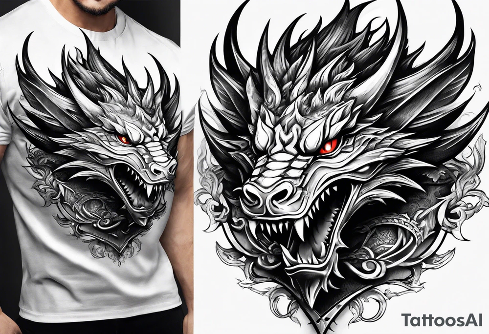 Valhalla sword dragon head tattoo idea