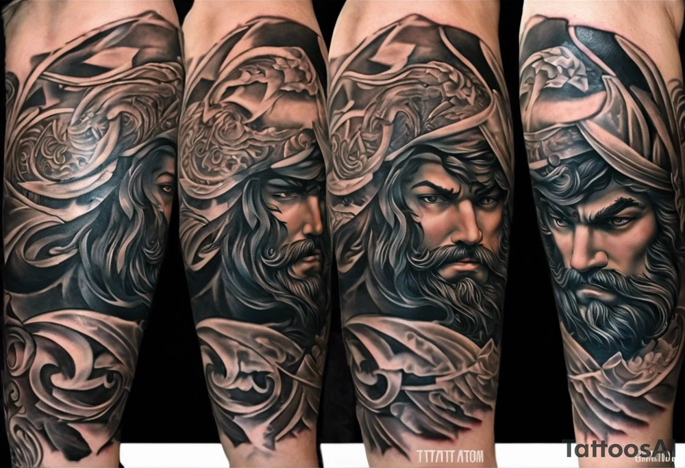 Im a businessman and I had a very long and hard time, chasing my dreams, not giving up, hard work, dedication, focus, heart broken, recovered, pushing hard, got broke and gained again. I like greek gods and I want a full sleeve tattoo exactly telling me the story of my life tattoo idea