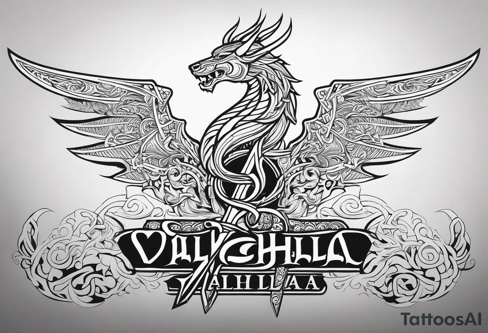 Viking sword Valhalla dragon tattoo idea