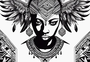 african, cultural, chest tattoo, include some bird wings as well tattoo idea