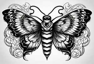 snake head wings on moth tattoo idea