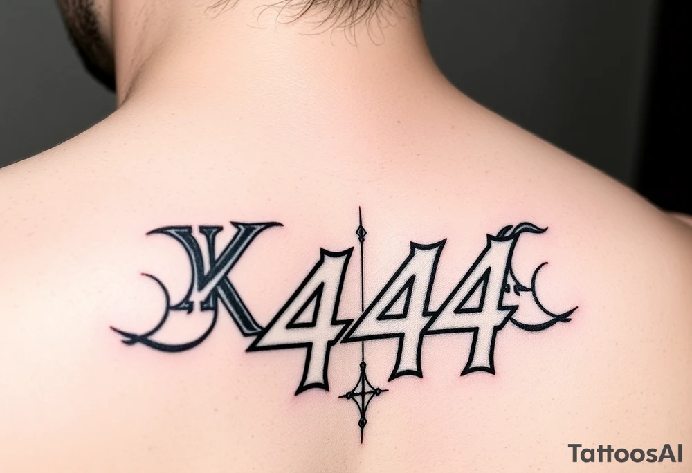 The name Kyro incorporated with the number 444 tattoo idea