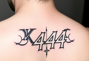 The name Kyro incorporated with the number 444 tattoo idea