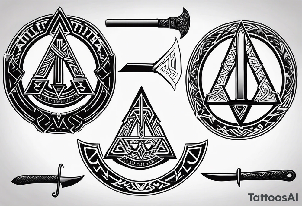 Valhalla valknut shield axe sword tattoo idea