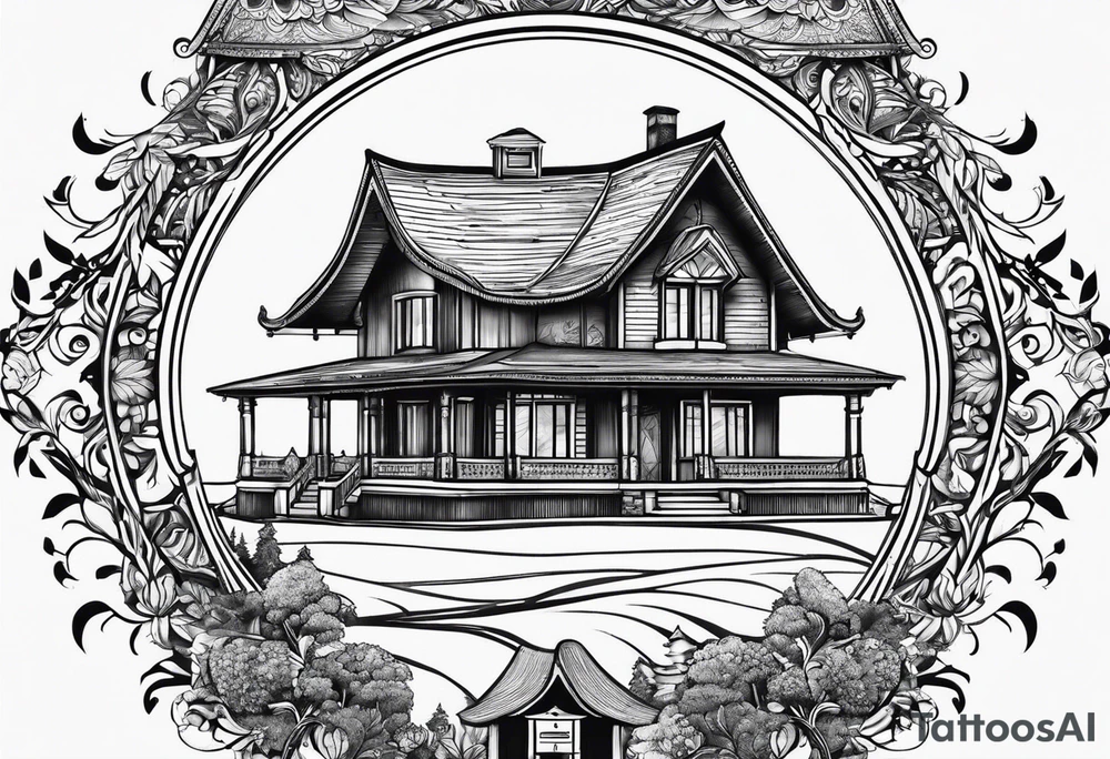 house with the earth inside tattoo idea