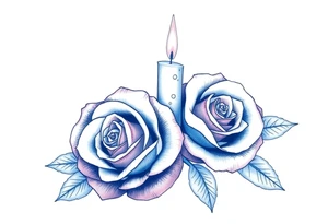 Two roses, two candles, blue tattoo idea