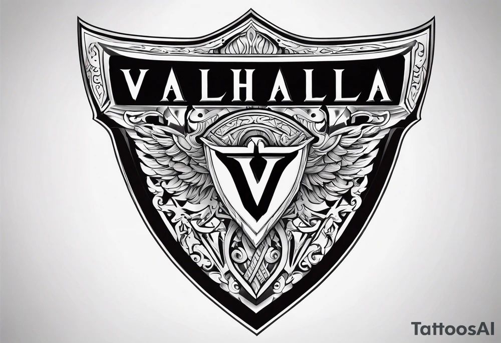 Valhalla sheild sword tattoo idea