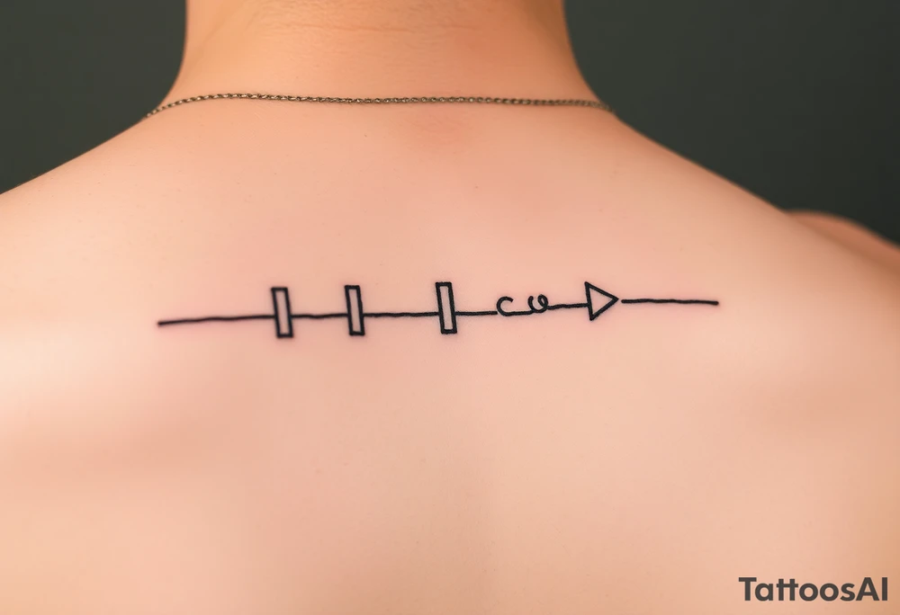 Continuous Line tattoo of pause, play, rewind, & stop with mental and spiritual awareness small and feminine tattoo idea
