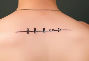 Continuous Line tattoo of pause, play, rewind, & stop with mental and spiritual awareness small and feminine tattoo idea