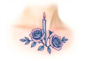 Blue, 2 roses, 2 candles tattoo idea