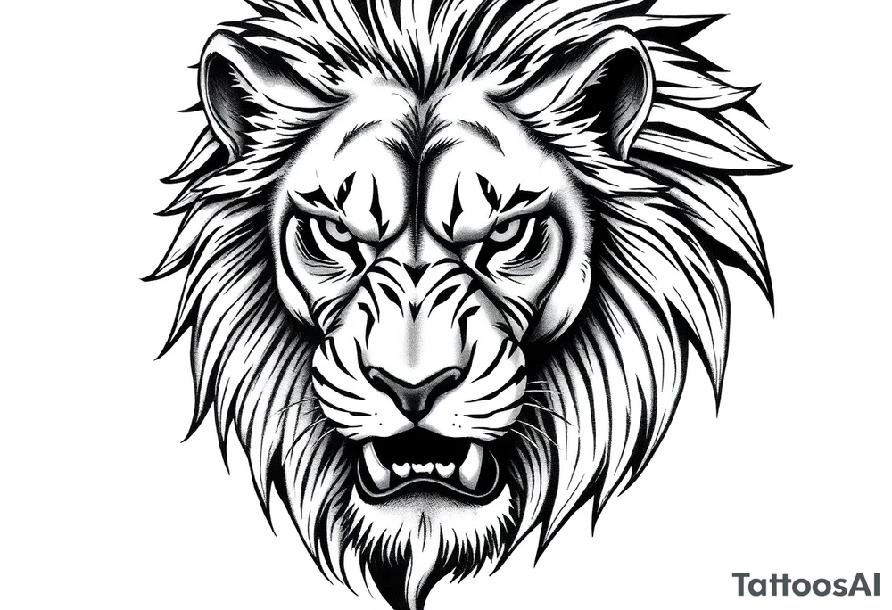 Powerful lion determined tattoo idea