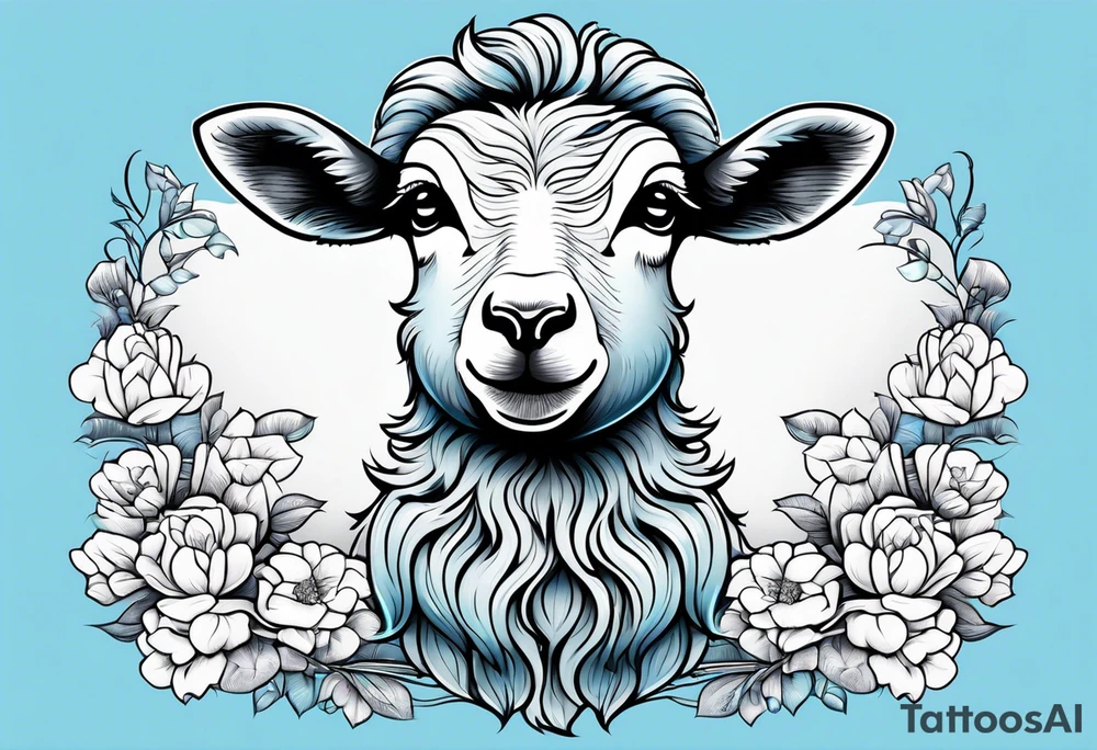 Pastel blue Lamb tattoo idea