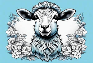 Pastel blue Lamb tattoo idea