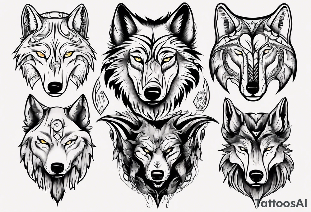 wolf head tattoo idea