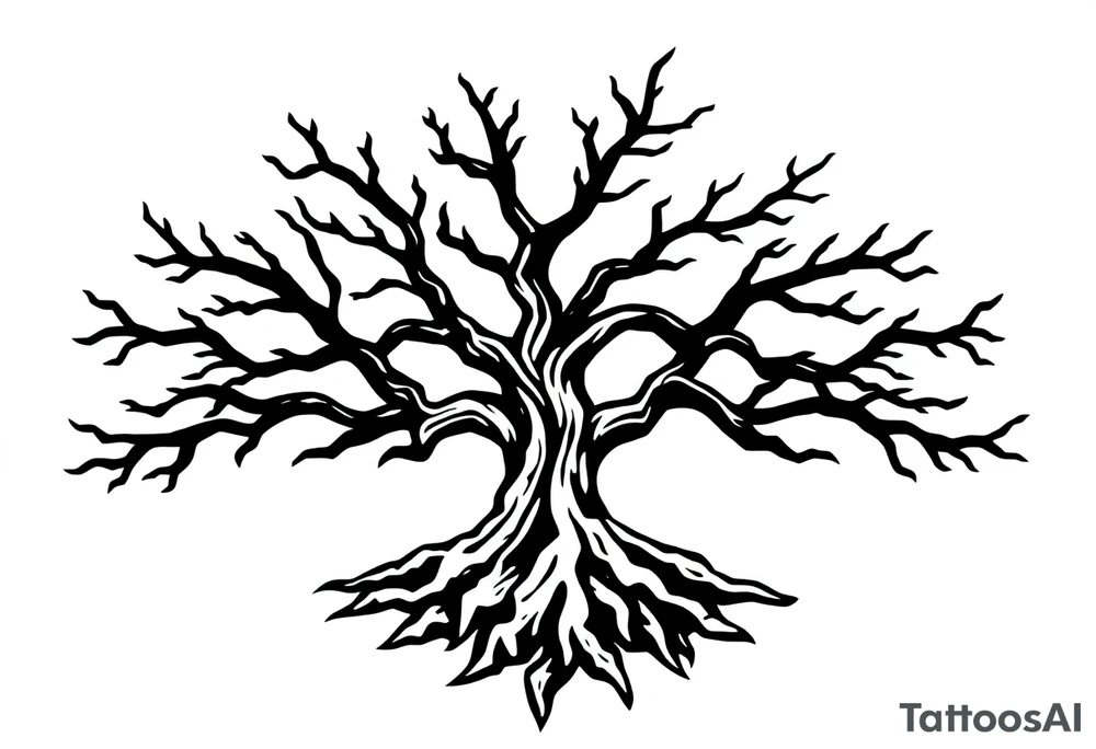 tree with 6 branches and 6 roots tattoo idea