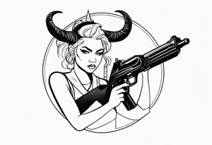 capricorn girl with gun tattoo idea