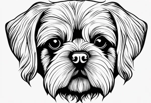 A mixed breed Pekingese and Shih-Tzu dog. Just the contours of the outline of his face. He has big eyes and cute crooked teeth. Use just one continuous line. tattoo idea