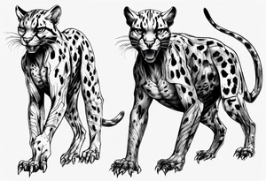 cybernetic ocelot full body roar tattoo idea
