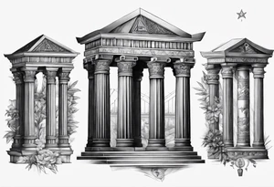 Jachin and boaz pillars masonic tattoo idea