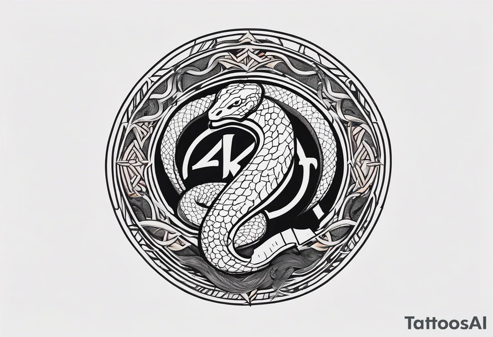 Kobe Logo with black mamba snake wrapped around tattoo idea
