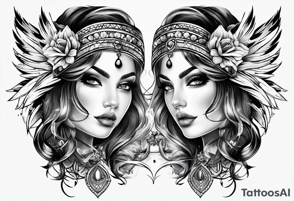 A pair of tattoos for a guy and a girl tattoo idea