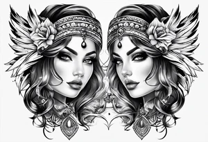 A pair of tattoos for a guy and a girl tattoo idea